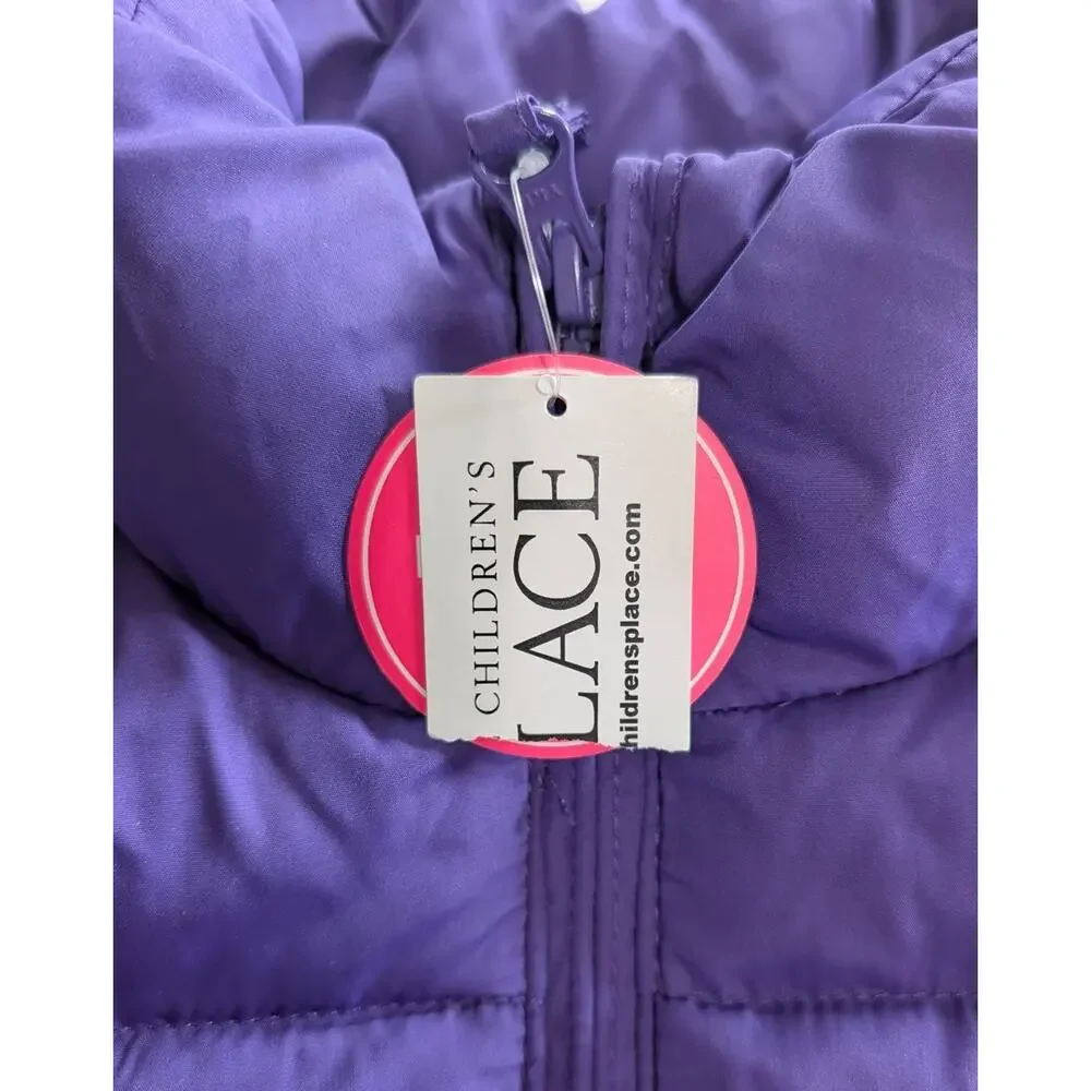 The Children's Place Jacket Girls XL Purple Full Zip Quilted Shell: NWT Collared